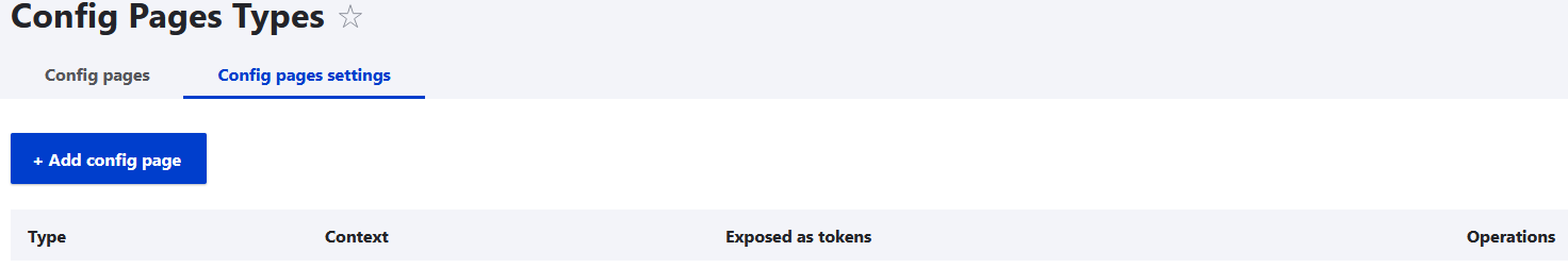 Config Pages Types